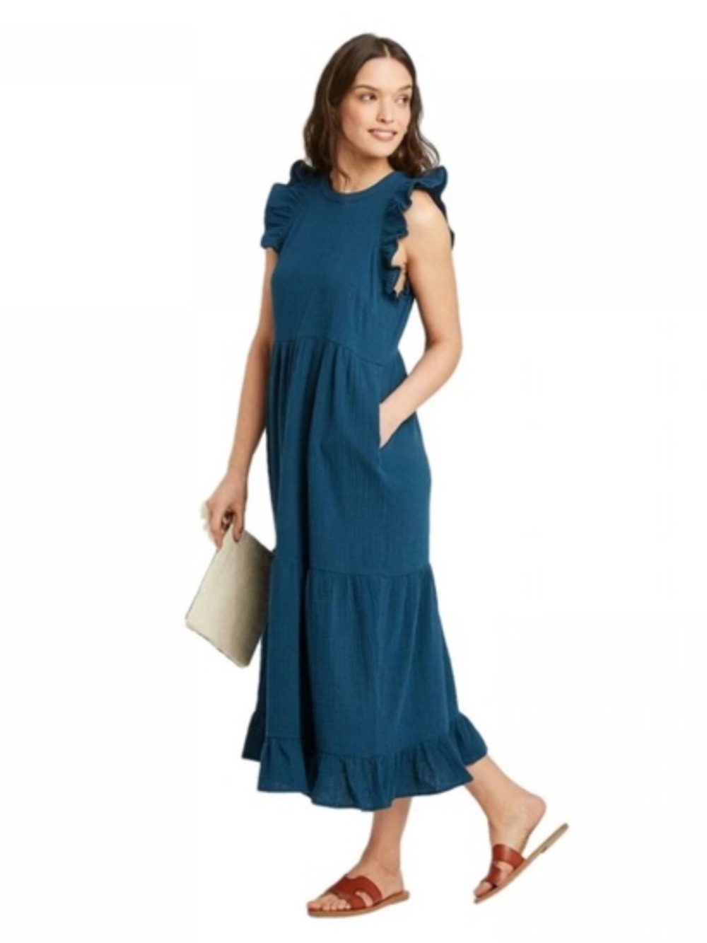 Universal Thread Tiered Ruffle Dress gauze cotton